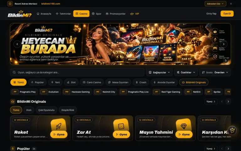 Casino lobisi; oyun kapakları kategori satırlarında dizili